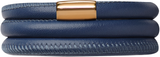 Blue Leather Bracelet With Gold Plated Lock - Endless Jewelry 12504