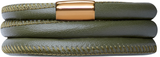 Green Leather Bracelet With Gold Plated Lock - Endless Jewelry 12502
